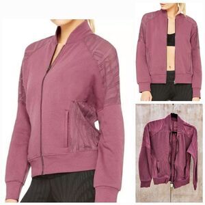 Alo temp lace bomber jacket mauve